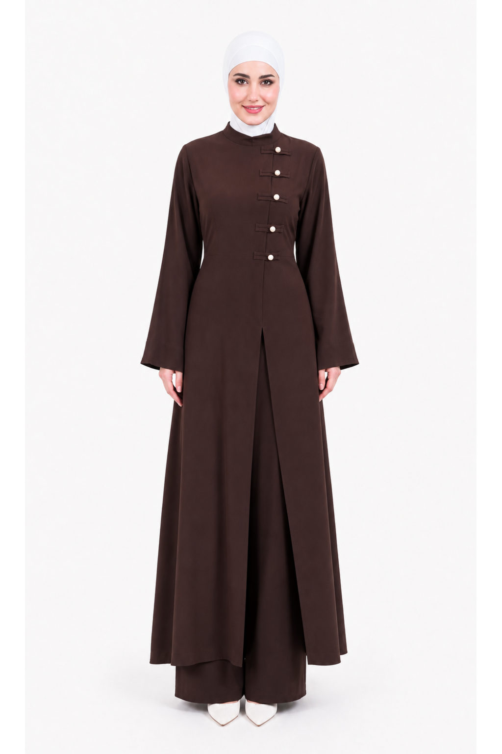 Ensemble Long Élégant HULLA – Marron Chocolat