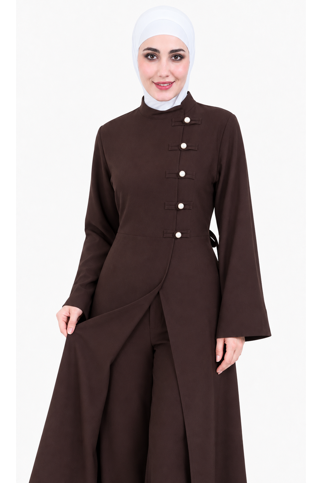 Ensemble Long Élégant HULLA – Marron Chocolat