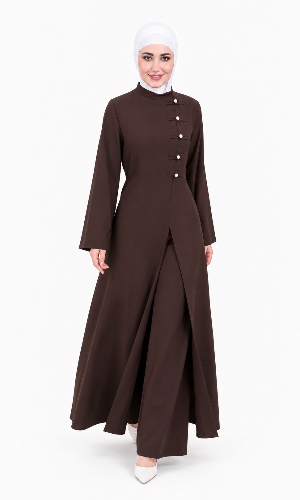 Ensemble Long Élégant HULLA – Marron Chocolat